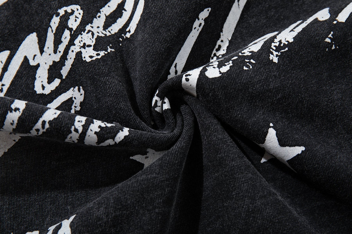 MAJESTIK Washed Black Tour Graphic T-Shirt ¡ª fabric_closeup