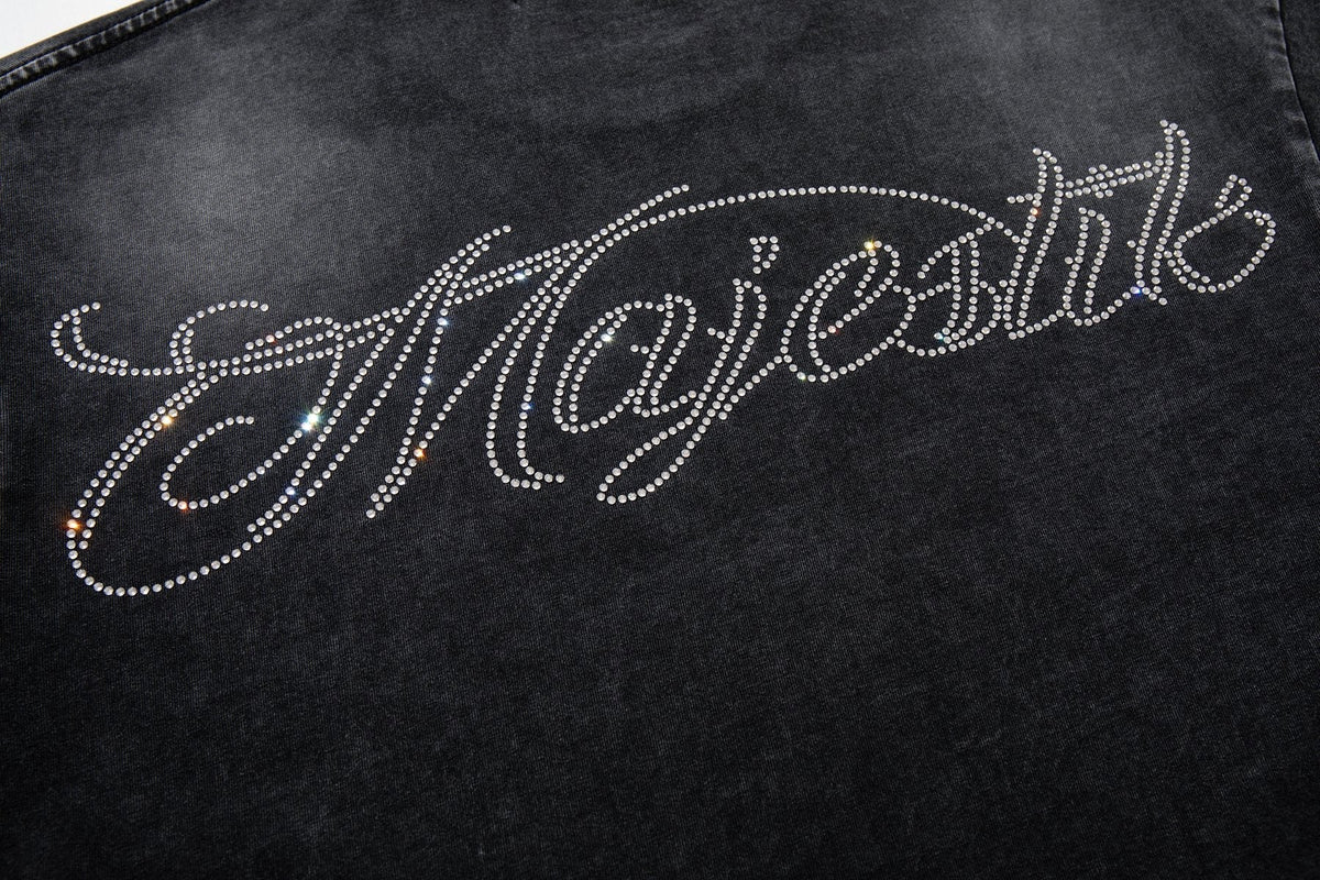 MAJESTIK Washed Black Astronaut Rose Graphic T-Shirt ¡ª detail