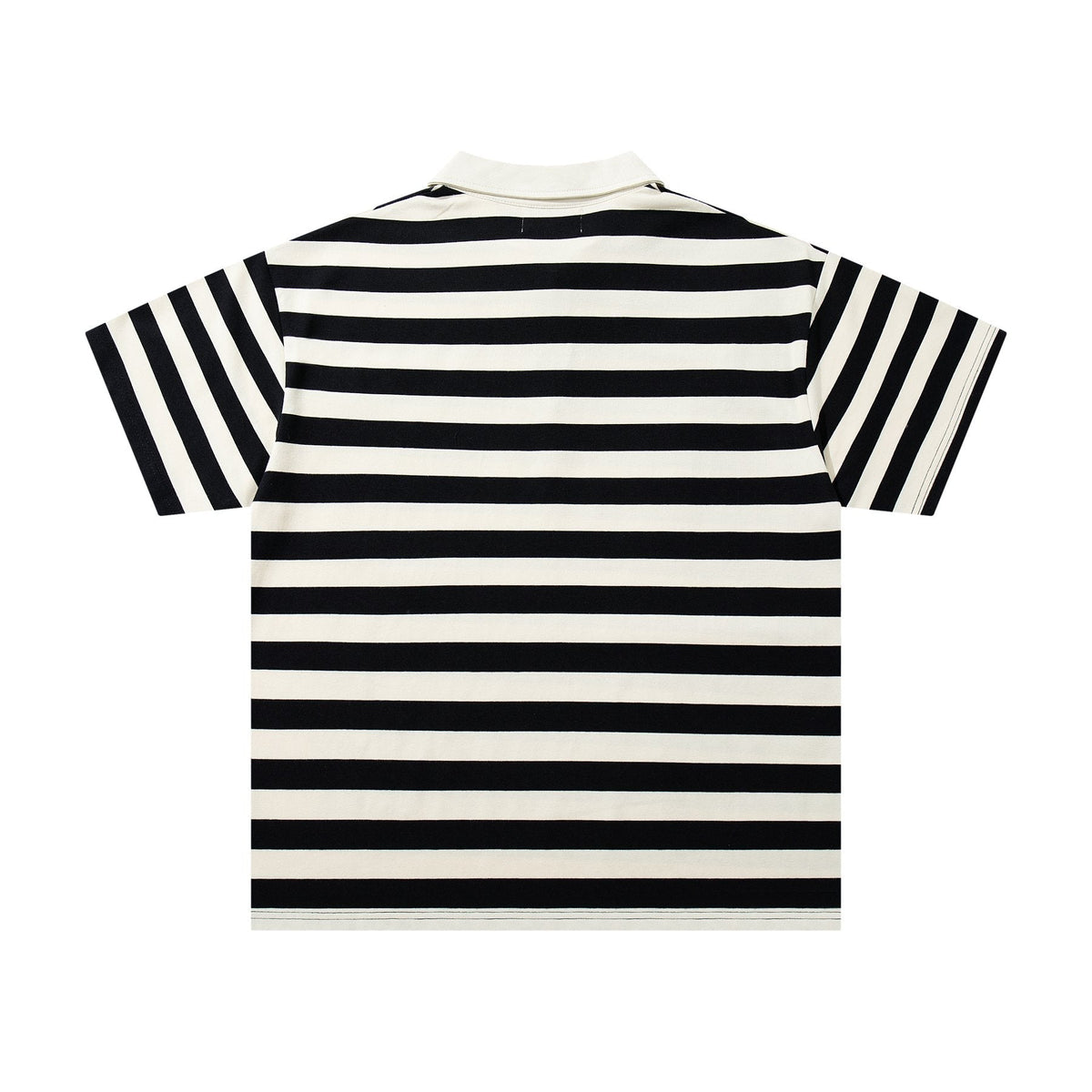 MAJESTIK Skull Graphic Striped Zip-Collar T-Shirt ¡ª back