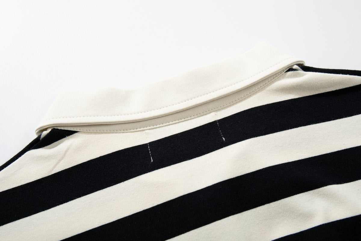 MAJESTIK Skull Graphic Striped Zip-Collar T-Shirt ¡ª detail