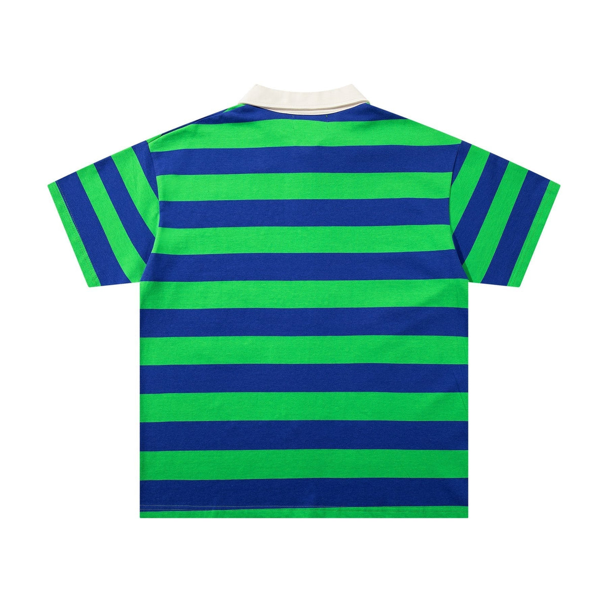 MAJESTIK Green/Blue Striped Skull Graphic Polo Shirt ¡ª back
