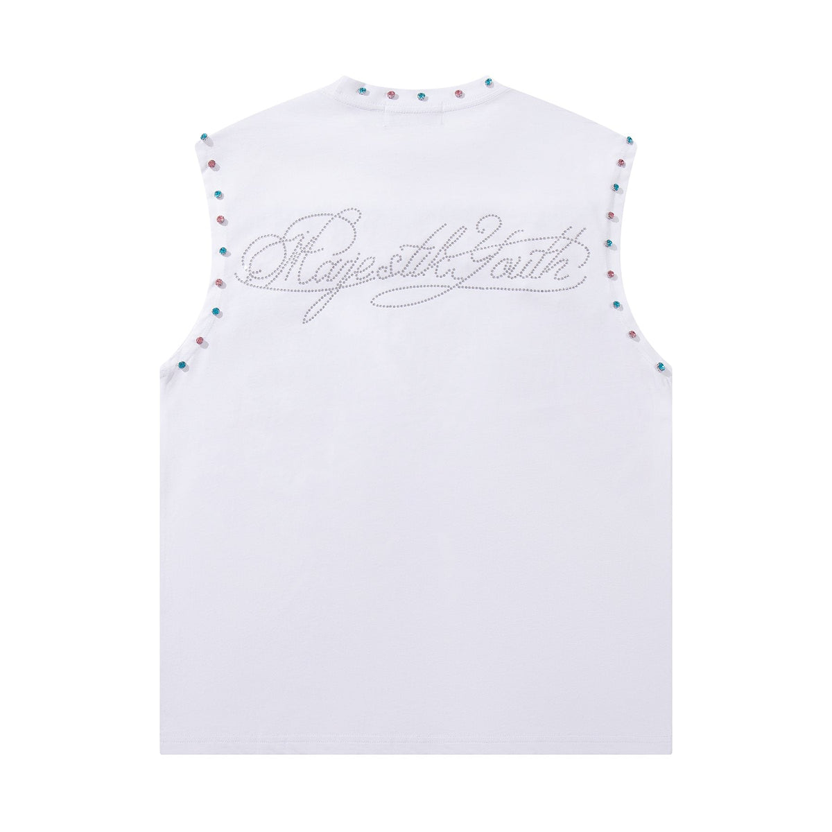 MAJESTIK Horse Rider Rhinestone Sleeveless T-Shirt ¡ª back